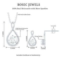 Moissanite Solitaire and Gold Infinity Jewelry Set