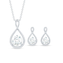 Moissanite Solitaire and Gold Infinity Jewelry Set