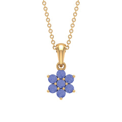 Natural Tanzanite Flower Cluster Pendant Necklace