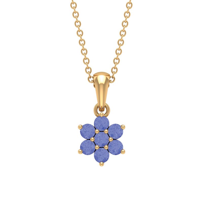 Natural Tanzanite Flower Cluster Pendant Necklace