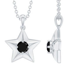 Natural Black Onyx Star Pendant Necklace for Women