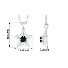 Natural Black Onyx Star Pendant Necklace for Women