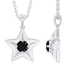 Natural Black Onyx Star Pendant Necklace for Women