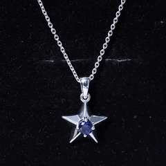 Lab Created Blue Sapphire Star Of David Necklace