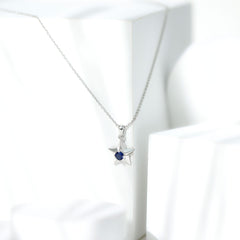 Lab Created Blue Sapphire Star Of David Necklace