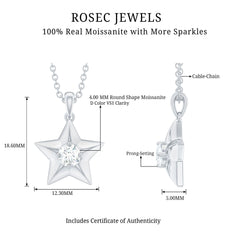 Certified Moissanite Star Pendant Necklace with Chain