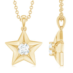 Certified Moissanite Star Pendant Necklace with Chain