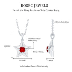 1/4 CT Lab Created Ruby and Gold Star Pendant Necklace