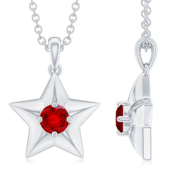 1/4 CT Lab Created Ruby and Gold Star Pendant Necklace