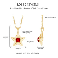 1/4 CT Lab Created Ruby and Gold Star Pendant Necklace