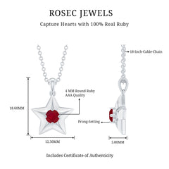 1/4 CT Elegant Ruby and Gold Star Pendant for Women
