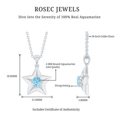 Natural Aquamarine Star of David Necklace for Women