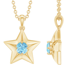 Natural Aquamarine Star of David Necklace for Women