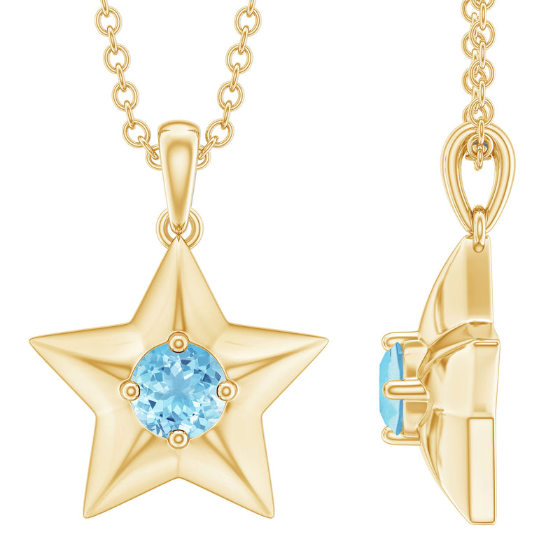 Natural Aquamarine Star of David Necklace for Women