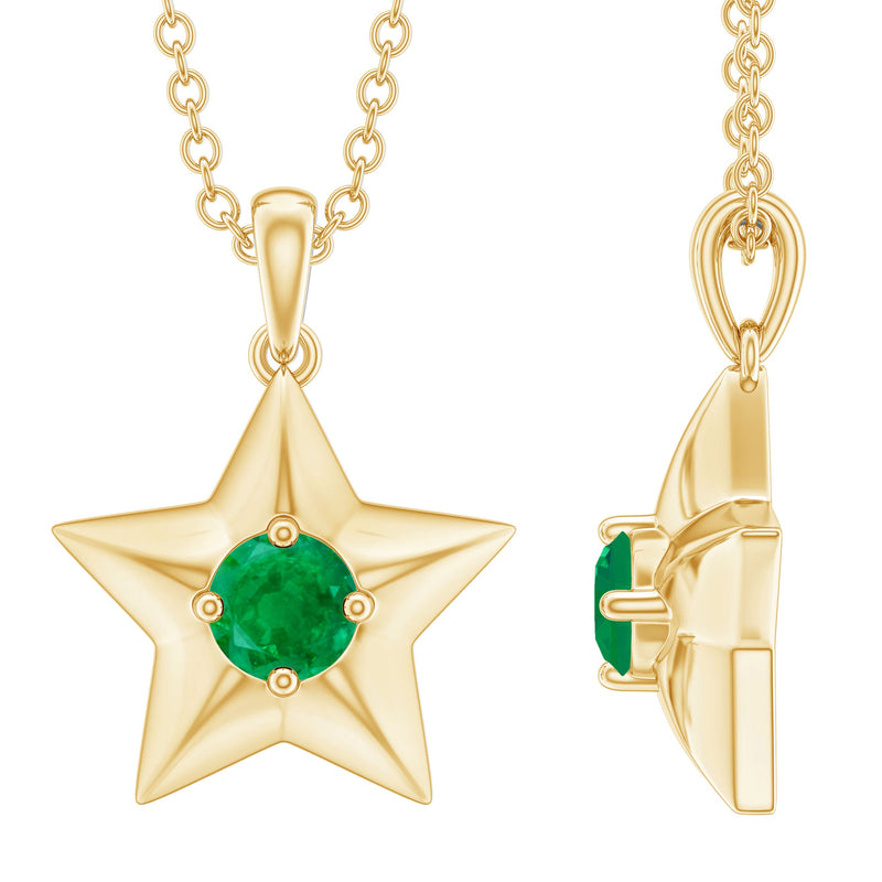 Natural Half Carat Emerald Star Pendant Necklace for Women