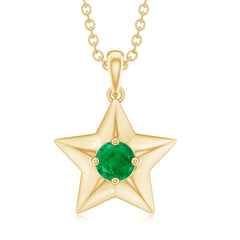 Natural Half Carat Emerald Star Pendant Necklace for Women