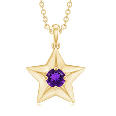 Natural Amethyst Star Of David Necklace with Chain