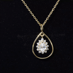 Certified 5X7 MM Moissanite Teardrop Pendant Necklace
