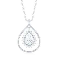 Certified 5X7 MM Moissanite Teardrop Pendant Necklace