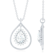 Certified 5X7 MM Moissanite Teardrop Pendant Necklace