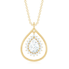 Certified 5X7 MM Moissanite Teardrop Pendant Necklace