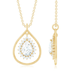 Certified 5X7 MM Moissanite Teardrop Pendant Necklace