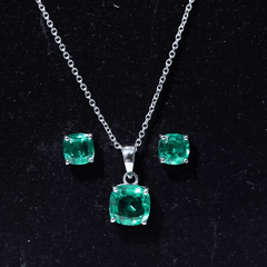 Certified Lab Grown Emerald Solitaire Jewelry Set