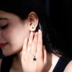 Certified Lab Grown Emerald Solitaire Jewelry Set