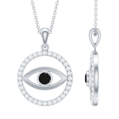 Black Spinel Evil Eye Pendant with Moissanite Eternity
