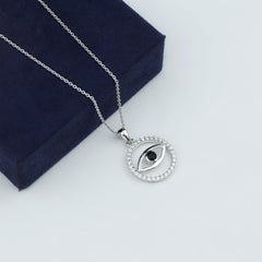 Black Spinel Evil Eye Pendant with Moissanite Eternity