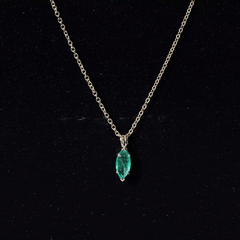 Marquise Cut Emerald Solitaire Pendant Necklace