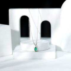 Marquise Cut Emerald Solitaire Pendant Necklace