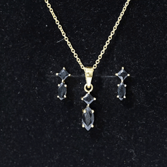 Princess and Marquise Shape Black Spinel Jewelry Set for Women