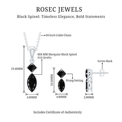 Princess and Marquise Shape Black Spinel Jewelry Set for Women