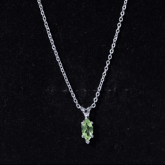 Marquise Cut Peridot Birthstone Necklace with Silver Chain