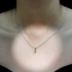 Marquise Cut Peridot Birthstone Necklace with Silver Chain