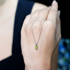 Marquise Cut Peridot Birthstone Necklace with Silver Chain