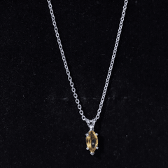Marquise Cut 4X8 MM Citrine Solitaire Necklace with Silver Chain