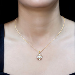 Certified Moissanite Snowflake Necklace in Yellow Gold Plated Silver