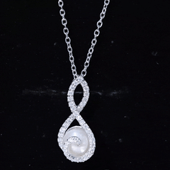 Designer Freshwater Pearl and Moissanite Infinity Necklace With Chain