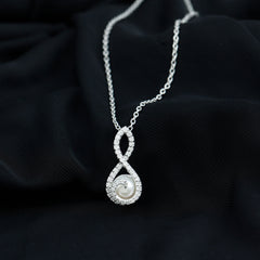 Designer Freshwater Pearl and Moissanite Infinity Necklace With Chain