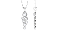 3/4 CT Certified Moissanite Cluster Dangle Pendant in Bezel Setting