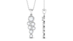 3/4 CT Certified Moissanite Cluster Dangle Pendant in Bezel Setting