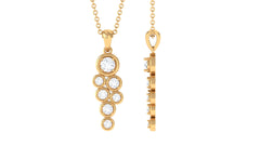 3/4 CT Certified Moissanite Cluster Dangle Pendant in Bezel Setting