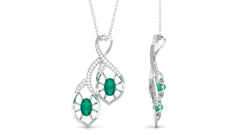 Natural Emerald Statement Necklace with Diamond for Women