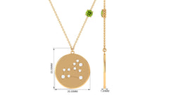 Peridot Leo Constellation Necklace with Diamond