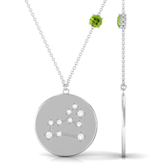 Peridot Leo Constellation Necklace with Diamond