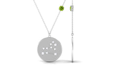 Peridot Leo Constellation Necklace with Diamond