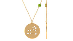Peridot Leo Constellation Necklace with Diamond