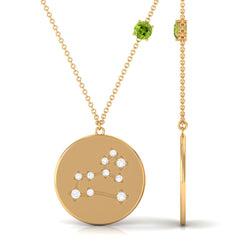 Peridot Leo Constellation Necklace with Diamond